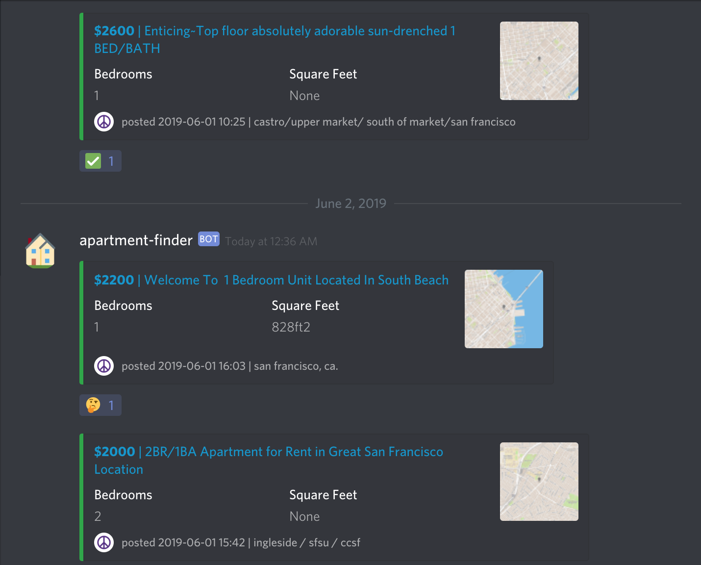 Discord notifications with reactions